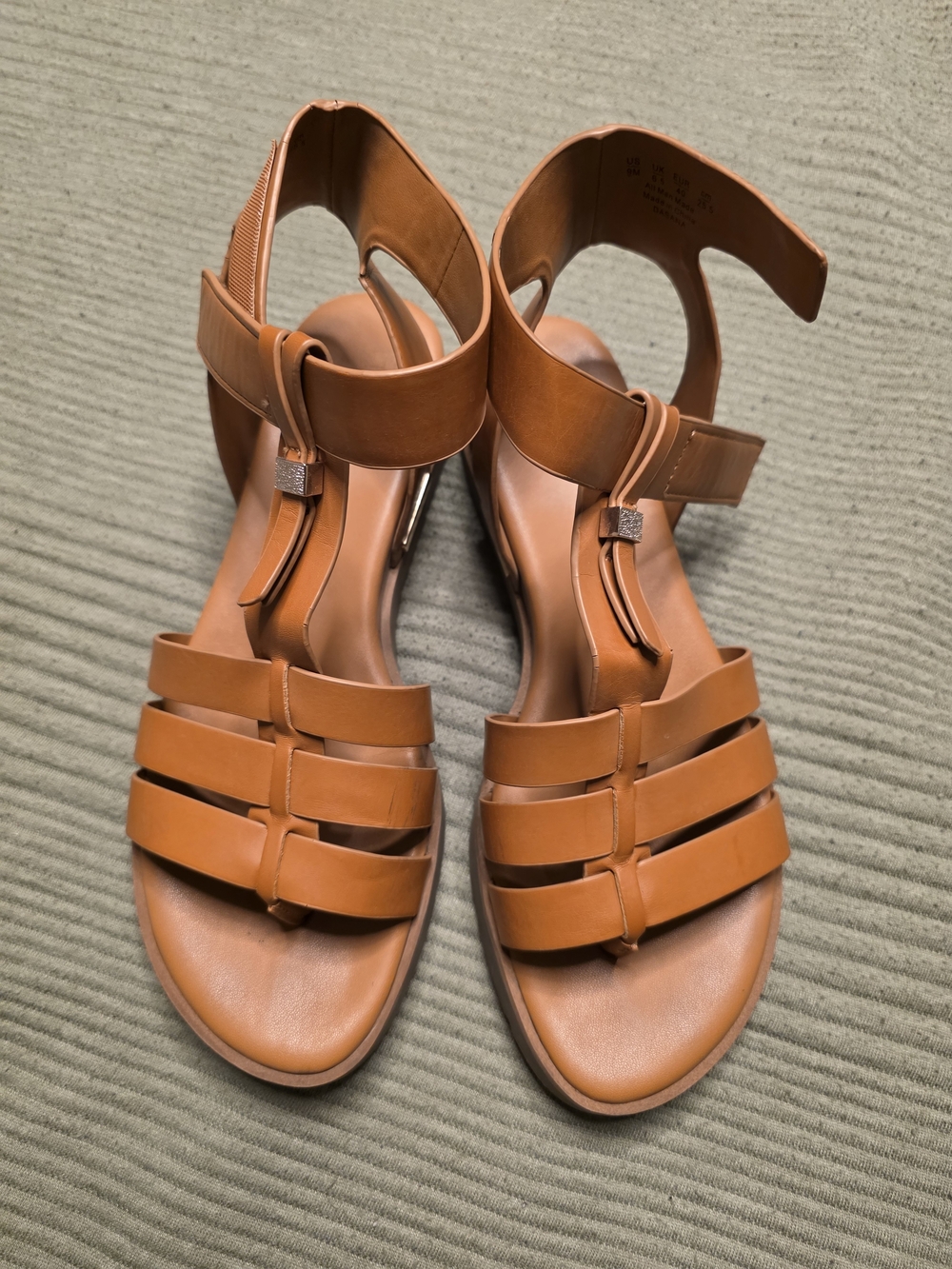 Franco Sarto Tan Leather Strappy Sandals
